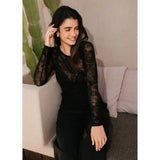 Liberté LIBERTÈ Damen Mesh LS Blouse Black Paisley