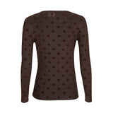 Liberté LIBERTÈ Damen Mesh LS Blouse DARK BROWN BIG DOT