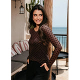 Liberté LIBERTÈ Damen Mesh LS Blouse DARK BROWN MEDIUM HEART
