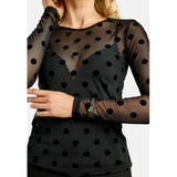 Liberté LIBERTÈ Damen Mesh LS Blouse black big dot