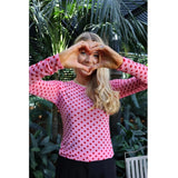 Liberté LIBERTÉ Damen bluse MESH Blouse PINK RED FLOCK HEART