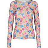 Liberté Liberté Damen Langarm-Mesh-Top 4086 Top FUNNY FLOWERS SAND