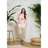 MARTA DU CHATEAU Marta du Chateau Damen Strickjacke MdcAmarante 64023 Knit Beige/Pink/Orange