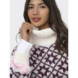 ONLY ONLY Damen Rollkragen Knit Birch Fig/Cyclamen