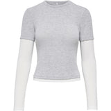 ONLY ONLY Damen Top ONLELLI Blouse Light Grey Melange (Double layer) cd