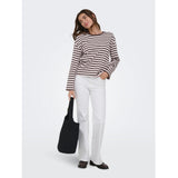 ONLY ONLY Damen bluse ONLNEW LS Tee Black Coffee Orchid pink + Cloud dancer