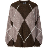 PIECES PIECES Damen Strickpullover PCRASMINE Knit Hot Fudge Greige and Birch
