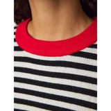 PIECES PIECES Damen strick PCJASSY Knit Black CLOUD DANCER + HIGH RISK RED NECK