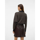 Vero Moda PIECES Damen Pullover VMARIA Restudsalg Black W. SILVER MINK GRAFIC PRINT