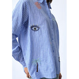 Sisters Point SISTERS POINT Damenbluse IBISA Shirt Blue Stripe Beach