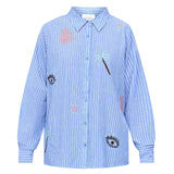 Sisters Point SISTERS POINT Damenbluse IBISA Shirt Blue Stripe Beach