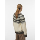 Vero Moda VERO MODA Damen Pullover VMJULIANA Pullover Birch Pattern CHOCLATE TORTE/SILVER MINK/BLACK