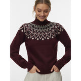 Vero Moda VERO MODA Damen Pullover VMKARLA Pullover Windsor Wine MELANGE W. BLACK + BIRCH