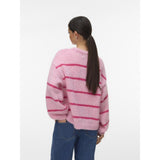 Vero Moda VERO MODA Damen Pullover VMMaybe Restudsalg Bonbon W. BIRCH MELANGE + CABARET STRIPE