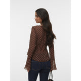 Vero Moda VERO MODA Damen Top VMWILLOW Top Chocolate Martini Snow white dot