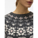 Vero Moda Vero Moda Damenstrick VMSIMONE Knit Dark Grey Melange Detail:W. BIRCH + ROSE