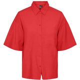 PIECES Damen Hemd PCMILANO Shirt Poppy Red