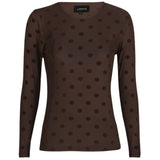 Liberté LIBERTÈ Damen Mesh LS Blouse DARK BROWN BIG DOT