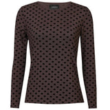 Liberté LIBERTÈ Damen Mesh LS Blouse DARK BROWN MEDIUM HEART