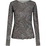 Liberté Liberté Damen Langarm-Mesh-Top 4086 Top Grey twist