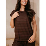 Liberté Liberté Damen t-shirt 9581 ALMA T-shirt ESPRESSO STRIPE