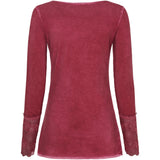 MARTA DU CHATEAU Marta Du Chateau Damen Bluse 11297 T-shirt long sleeves Bordeaux