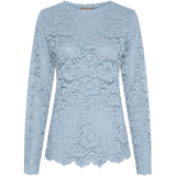 MARTA DU CHATEAU Marta du Chateau Damen Langarm-Spitzen-T-Shirt MdcMilley 7707 LS Tee Light blue
