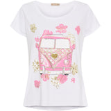 MARTA DU CHATEAU Marta du Chateau Damen T-shirt MdcMarie 1535 Restudsalg White VW Rosa Baby