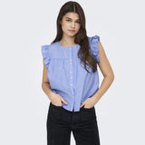 ONLY ONLY Damen Top ONLAMANDA Restudsalg Coronet Blue WHITE