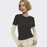 ONLY ONLY Damen Top ONLELLI Blouse Chocolate Torte (Double layer) oatmeal