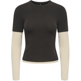 ONLY ONLY Damen Top ONLELLI Blouse Chocolate Torte (Double layer) oatmeal