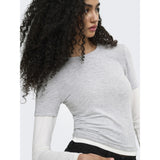 ONLY ONLY Damen Top ONLELLI Blouse Light Grey Melange (Double layer) cd