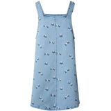 PIECES PIECES Damen Kleid PCFLORA Dress Light Blue Denim PINK FLOWER EMBROIDERY
