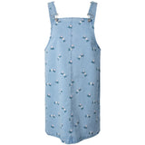 PIECES PIECES Damen Kleid PCFLORA Dress Light Blue Denim PINK FLOWER EMBROIDERY
