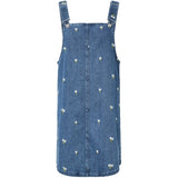 PIECES PIECES Damen Kleid PCFLORA Dress Medium Blue Denim WHITE FLOWER EMBROIDE