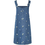 PIECES PIECES Damen Kleid PCFLORA Dress Medium Blue Denim WHITE FLOWER EMBROIDE
