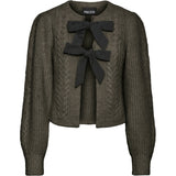 PIECES PIECES Damen Strick PCROW Restudsalg Morel Black woven bows