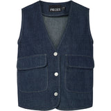 PIECES PIECES Damen Weste PCFABIA Restudsalg Dark Blue Denim