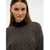 Vero Moda PIECES Damen Pullover VMARIA Restudsalg Black W. SILVER MINK GRAFIC PRINT