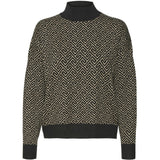 Vero Moda PIECES Damen Pullover VMARIA Restudsalg Black W. SILVER MINK GRAFIC PRINT