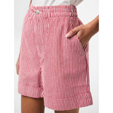 PIECES PIECES dame shorts PCALLO Shorts Salsa Cloud dancer stripes