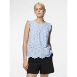 PIECES PIECES dame top PCVILDE Restudsalg Cashmere Blue