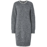 PIECES Pieces Damen Strickkleid PCIVY Restudsalg Medium Grey Melange Detail:WHITE CONTRAST