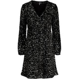 PIECES Pieces dame kjole PCKAM Dress Black Silver