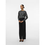 Vero Moda VERO MODA DAMEN STRICKPULLOVER VMDOFFY Knit Dark Grey Melange W. WHITE HEARTS