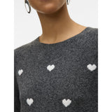 Vero Moda VERO MODA DAMEN STRICKPULLOVER VMDOFFY Knit Dark Grey Melange W. WHITE HEARTS
