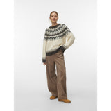 Vero Moda VERO MODA Damen Pullover VMJULIANA Pullover Birch Pattern CHOCLATE TORTE/SILVER MINK/BLACK