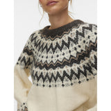 Vero Moda VERO MODA Damen Pullover VMJULIANA Pullover Birch Pattern CHOCLATE TORTE/SILVER MINK/BLACK