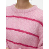Vero Moda VERO MODA Damen Pullover VMMaybe Restudsalg Bonbon W. BIRCH MELANGE + CABARET STRIPE