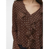 Vero Moda VERO MODA Damen Top VMWILLOW Top Chocolate Martini Snow white dot